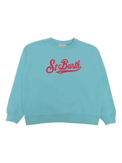 Mc2 Saint Barth Kids' Terry-logo Cotton Sweatshirt In Blue