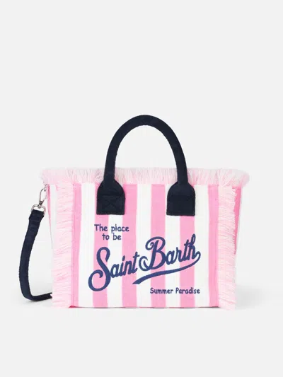 Mc2 Saint Barth Terry Striped Colette Sponge Handbag In Pink