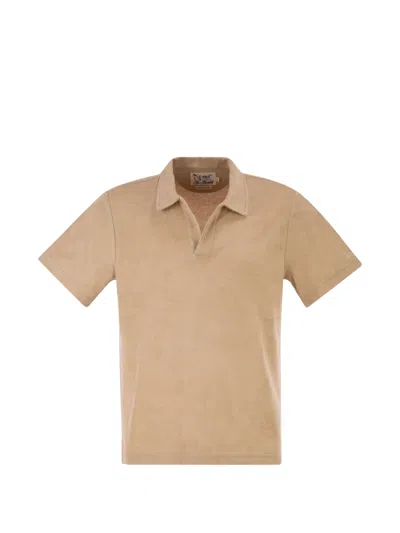 Mc2 Saint Barth Terry-cloth Polo Shirt In Brown