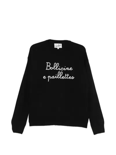 Mc2 Saint Barth Tessa Embroidered Crew-neck Sweater In Black