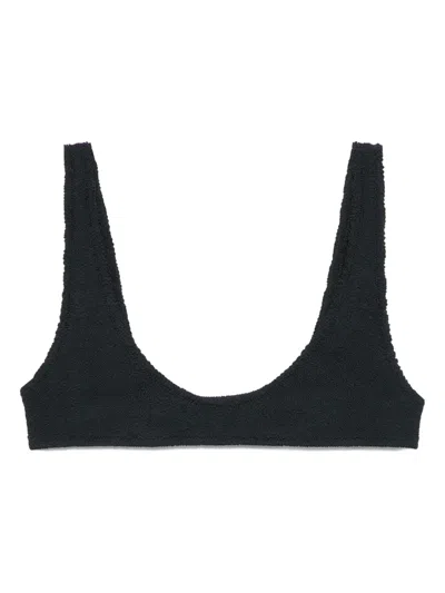 Mc2 Saint Barth Textured Bikini Top In Black