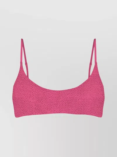 Mc2 Saint Barth Textured Fabric Bralette Bikini Top In Pink