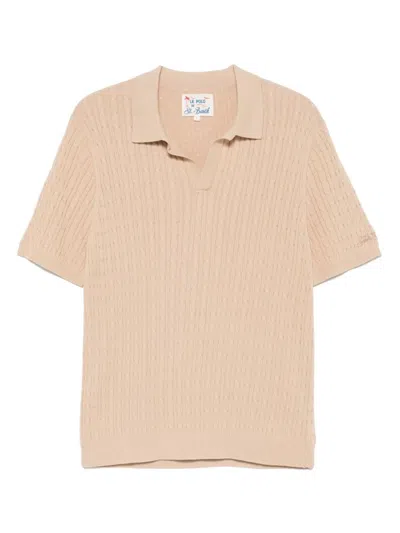 Mc2 Saint Barth Textured Knit Polo In Subtle Beige