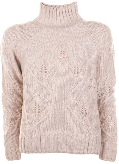Mc2 Saint Barth Textured Knitted Sweater With High Ribbed Turtleneck In Black