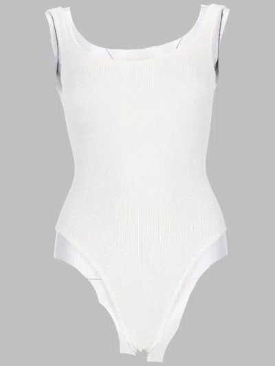 Mc2 Saint Barth Textured Scoop Neck One-piece Swimsuit In White