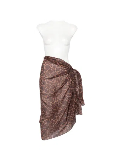Mc2 Saint Barth Thaiti Giraffe-print Sarong In Brown