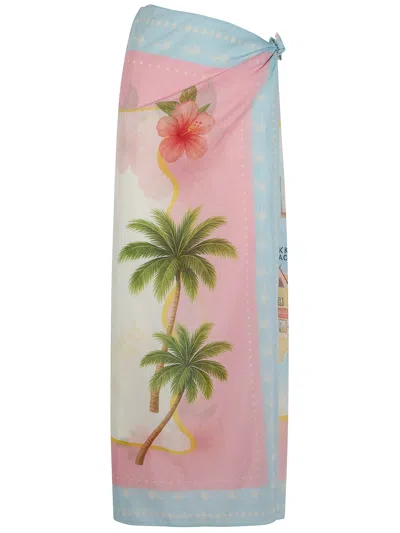 Mc2 Saint Barth "thaiti" Silk Pareo In Blue