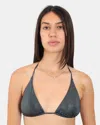 Mc2 Saint Barth Thin Adjustable Bikini Top - Shiny Rhinestones 16h In Black