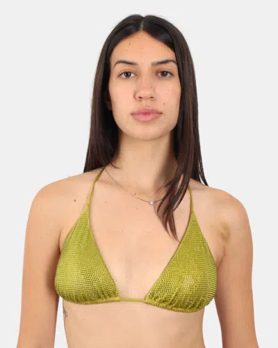 Mc2 Saint Barth Thin Adjustable Bikini Top - Shiny Rhinestones 54 In Green