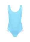 Mc2 Saint Barth Tiana Light Blue Crinkle One-piece Swimsuit In Blue