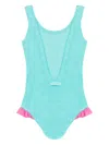 Mc2 Saint Barth Girls Crinkle Swimsuit In Blue