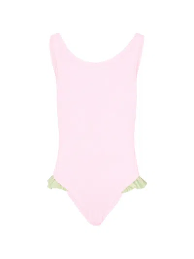 Mc2 Saint Barth Kids' Tiana W Ruffled Swimsuit In Neutral