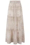 Mc2 Saint Barth Tiered Maxi Skirt In Printed Silk Voile