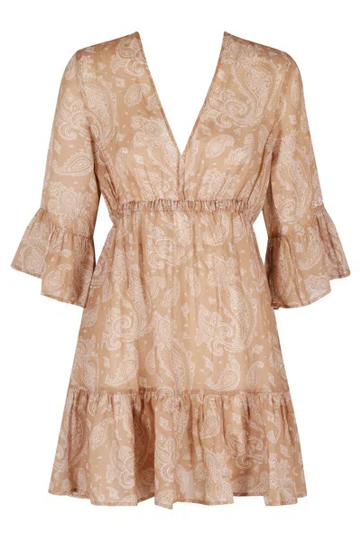 Mc2 Saint Barth Tiered Mini Dress In Printed Linen