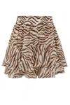 Mc2 Saint Barth Eivissa Ruffled Mini Skirt In Lurex Silk Voile With Animalier Print
