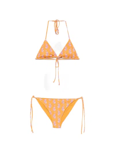 Mc2 Saint Barth Tiger-print Bikini In Orange