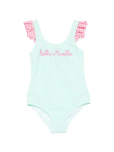 Mc2 Saint Barth Kids' Tilda Ruffled Check Swimsuit In Multi