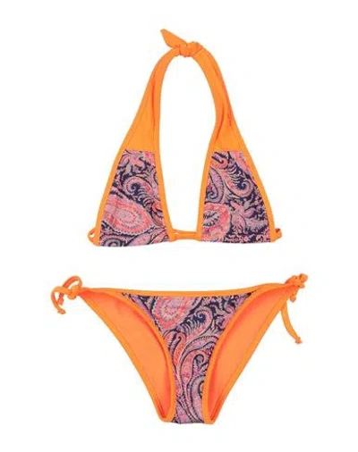 Mc2 Saint Barth Babies'  Toddler Girl Bikini Orange Size 6 Polyamide, Elastane