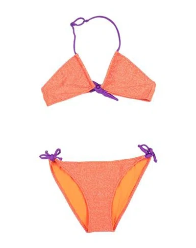 Mc2 Saint Barth Babies'  Toddler Girl Bikini Orange Size 6 Polyester, Metallic Fiber, Polyamide, Elastane
