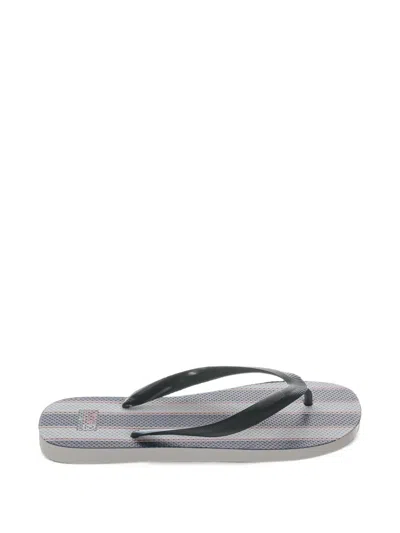 Mc2 Saint Barth Tommy Striped Flip-flops In Black