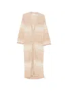 Mc2 Saint Barth Chevron Knit Open-front Cardigan With Gradient Pattern In Neutral