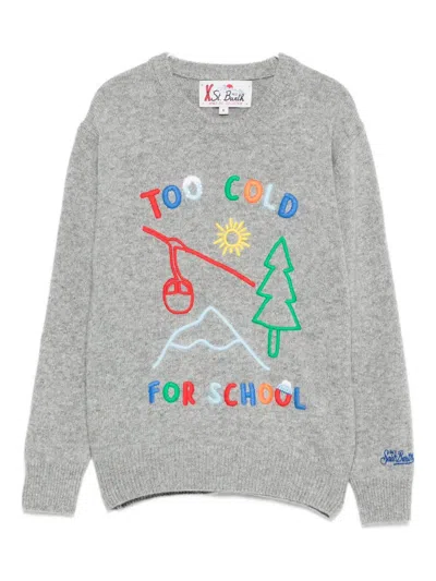 Mc2 Saint Barth Kids' Too Cold For School Sweater In Gray