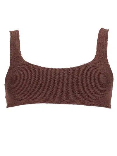 Mc2 Saint Barth Top Bikini Crinckle "naima" In Brown