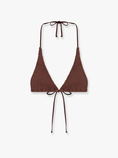 Mc2 Saint Barth Top Bikini Guiana In Nylon Crinkle In Brown