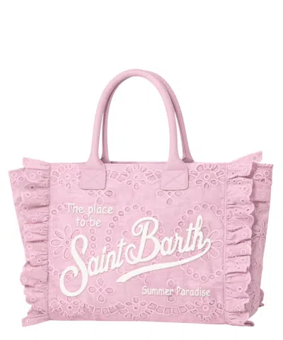 Mc2 Saint Barth Tote Bag With Floral Eyelet Embroidery In Multi