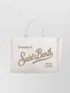 Mc2 Saint Barth Tote Bag With Fringe And Printed Design In White