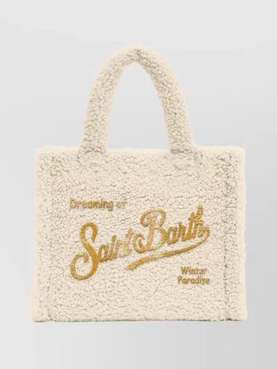 Mc2 Saint Barth Tote Bag With Teddy Texture And Handles In White