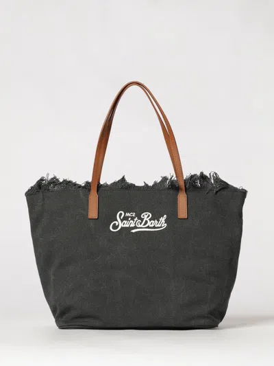 Mc2 Saint Barth Cotton Blend Shoulder Bag With Logo In Black