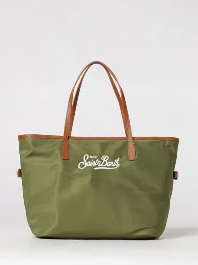 Mc2 Saint Barth Nylon Bag With Embroidered Logo In Green