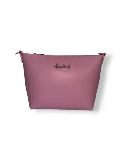 Mc2 Saint Barth Trapezoidal Pink Clutch Bag With Zip Closure And Subtle Logo In Purple