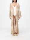 Mc2 Saint Barth Chevron Knit Open-front Cardigan With Gradient Pattern In Brown