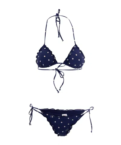 Mc2 Saint Barth Triangle Bikini Set In Blue