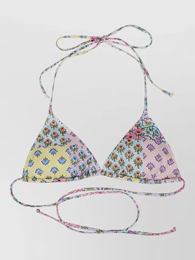 Mc2 Saint Barth Triangle Bikini Top Floral Print Graphic In Multi