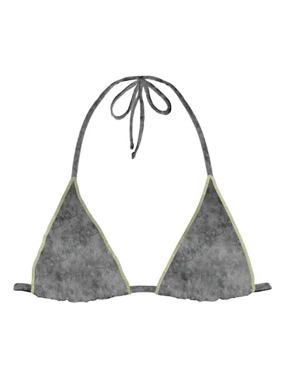 Mc2 Saint Barth Triangle-trim Bikini Bra In Gray