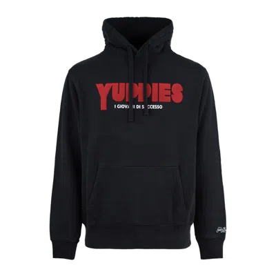 Mc2 Saint Barth Tribeca Black Cotton Hooded Sweatshirt With Flock Print Yuppies | Yuppies Special Ed