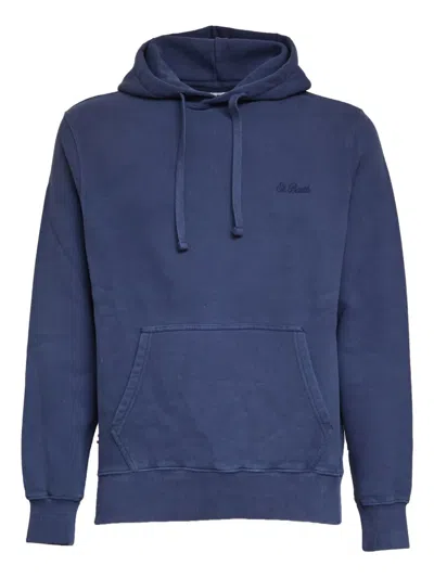 Mc2 Saint Barth Tribeca Logo-embroidered Hoodie In Blue