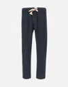 Mc2 Saint Barth Navy Linen Trousers With Drawstring