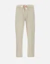 Mc2 Saint Barth Man Off-white Linen Calais Pants With Drawstring