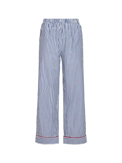 Mc2 Saint Barth Blue Striped Poplin Galassia Pajama-style Trousers