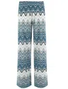 Mc2 Saint Barth Wide-leg Trousers With Dynamic Wavy Pattern In Rachel Sea Wave 59