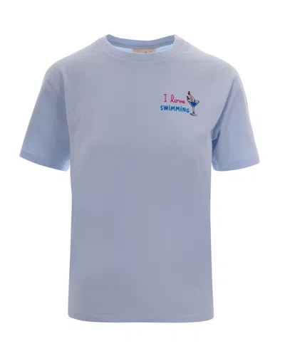 Mc2 Saint Barth Emilie Embroidered Cotton T-shirt In Blue