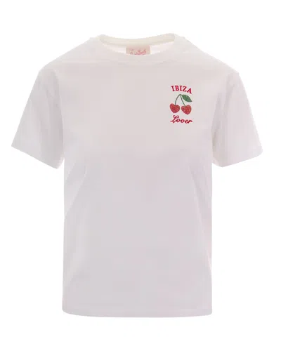 Mc2 Saint Barth Emilie Ibiza Lover Strass-embellished T-shirt In White