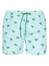 Mc2 Saint Barth Turtle-print Gingham Swim Shorts In Blue