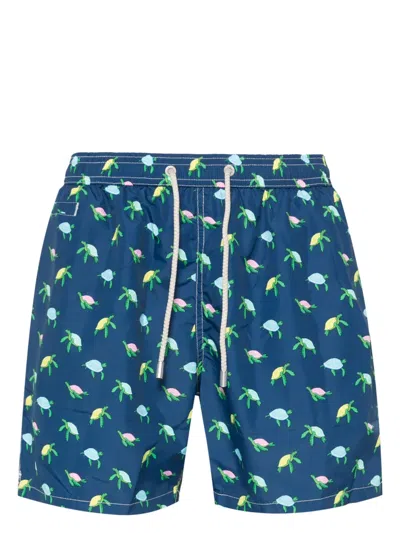Mc2 Saint Barth Turtle-print Swim Shorts In Blue