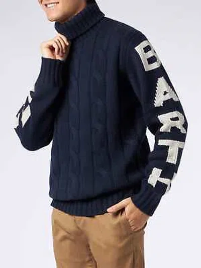 Pre-owned Mc2 Saint Barth Turtleneck Braided Sweater Saint Barth In Blue