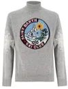 Mc2 Saint Barth Man Half-turtleneck Sweater With Matterhorn Jacquard Print In Grey